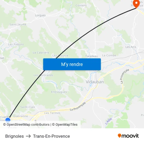 Brignoles to Trans-En-Provence map