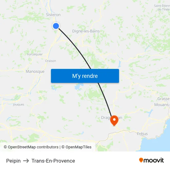 Peipin to Trans-En-Provence map