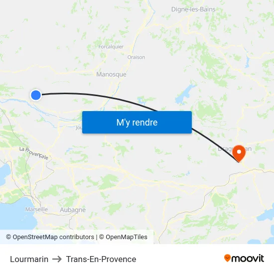 Lourmarin to Trans-En-Provence map