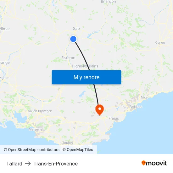 Tallard to Trans-En-Provence map
