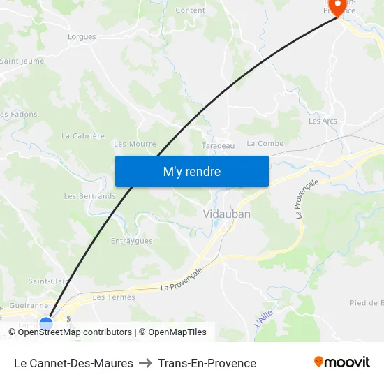 Le Cannet-Des-Maures to Trans-En-Provence map