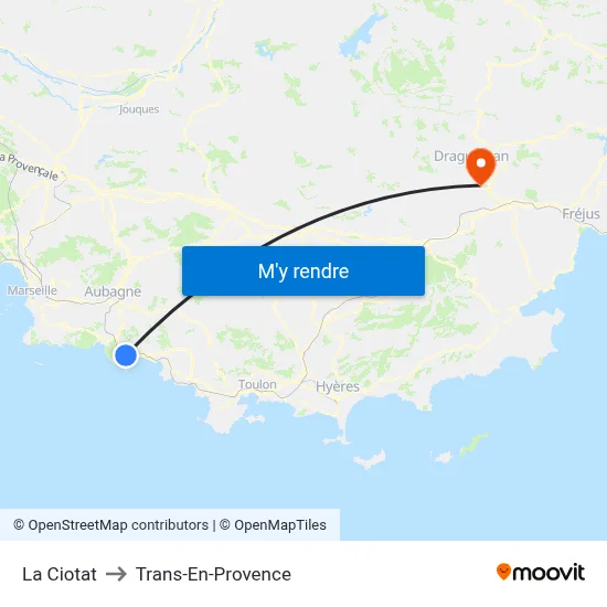 La Ciotat to Trans-En-Provence map