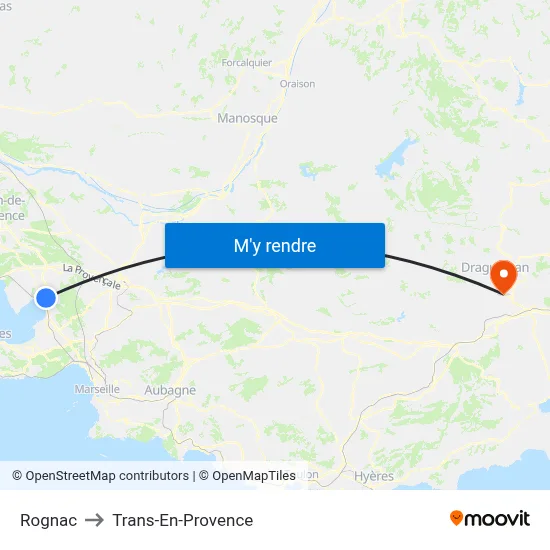 Rognac to Trans-En-Provence map