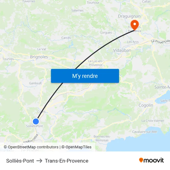 Solliès-Pont to Trans-En-Provence map
