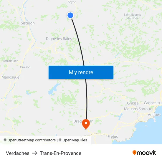 Verdaches to Trans-En-Provence map
