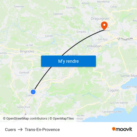 Cuers to Trans-En-Provence map