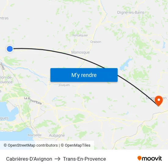 Cabrières-D'Avignon to Trans-En-Provence map