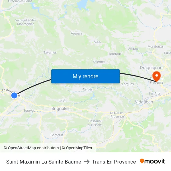 Saint-Maximin-La-Sainte-Baume to Trans-En-Provence map