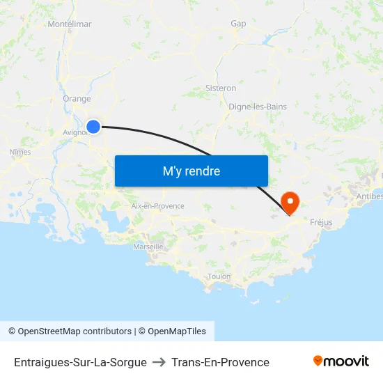Entraigues-Sur-La-Sorgue to Trans-En-Provence map