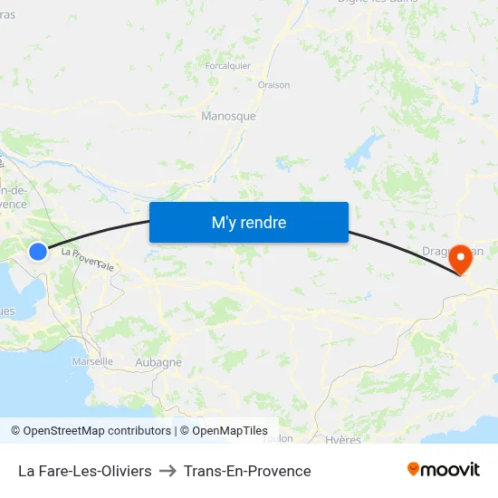 La Fare-Les-Oliviers to Trans-En-Provence map