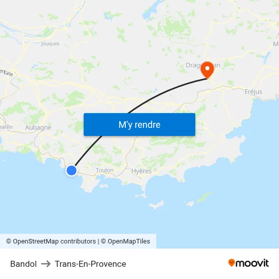 Bandol to Trans-En-Provence map