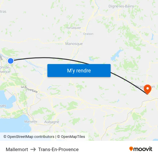 Mallemort to Trans-En-Provence map