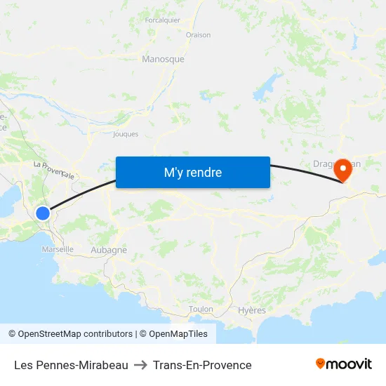 Les Pennes-Mirabeau to Trans-En-Provence map