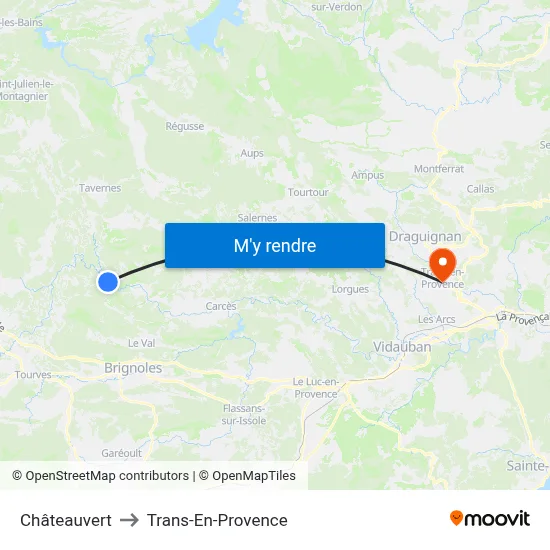 Châteauvert to Trans-En-Provence map