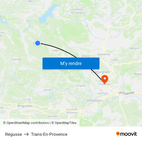 Régusse to Trans-En-Provence map