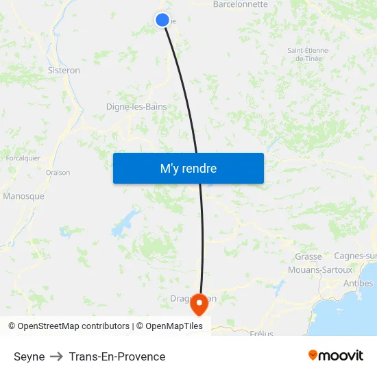 Seyne to Trans-En-Provence map