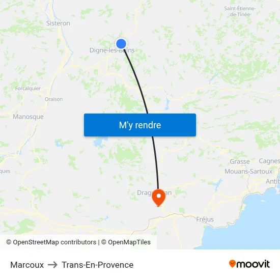 Marcoux to Trans-En-Provence map