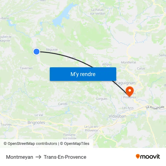 Montmeyan to Trans-En-Provence map