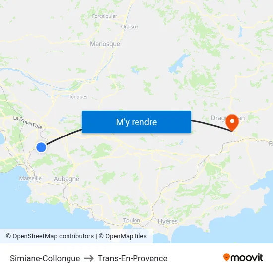 Simiane-Collongue to Trans-En-Provence map