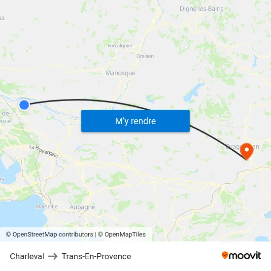 Charleval to Trans-En-Provence map