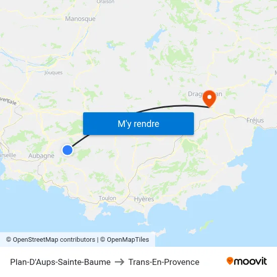 Plan-D'Aups-Sainte-Baume to Trans-En-Provence map