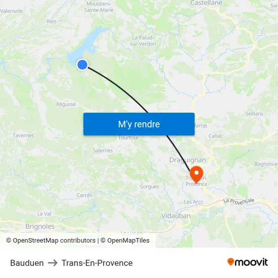 Bauduen to Trans-En-Provence map