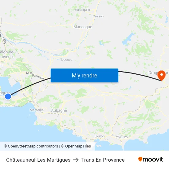 Châteauneuf-Les-Martigues to Trans-En-Provence map