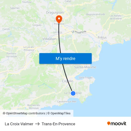 La Croix-Valmer to Trans-En-Provence map