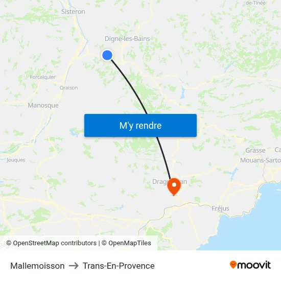 Mallemoisson to Trans-En-Provence map