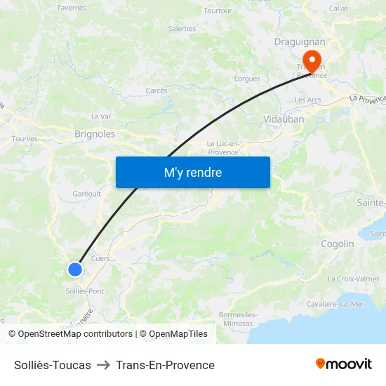 Solliès-Toucas to Trans-En-Provence map