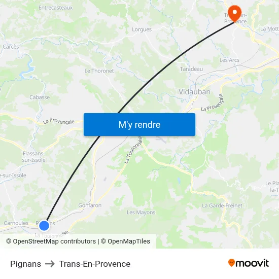 Pignans to Trans-En-Provence map