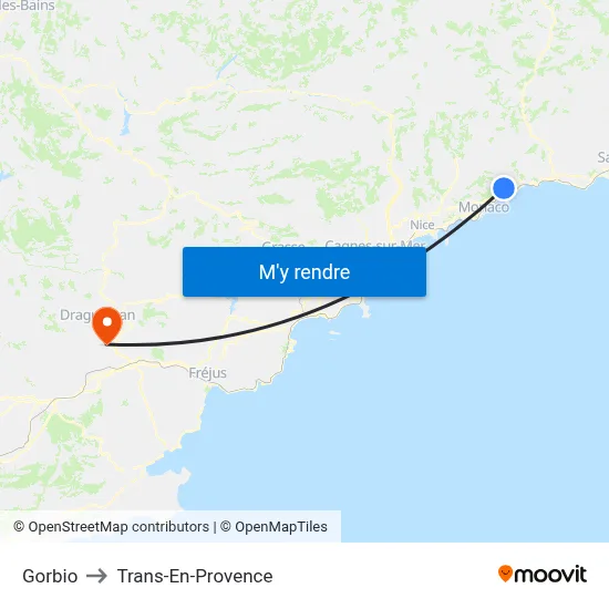 Gorbio to Trans-En-Provence map