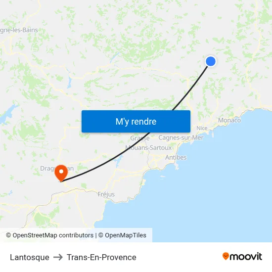 Lantosque to Trans-En-Provence map