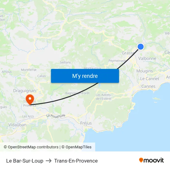 Le Bar-Sur-Loup to Trans-En-Provence map