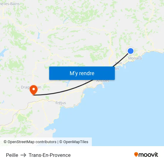 Peille to Trans-En-Provence map