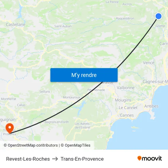 Revest-Les-Roches to Trans-En-Provence map