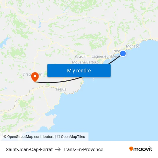 Saint-Jean-Cap-Ferrat to Trans-En-Provence map