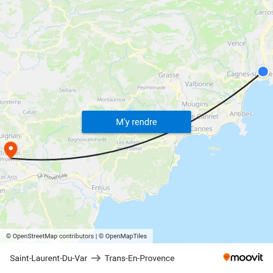 Saint-Laurent-Du-Var to Trans-En-Provence map