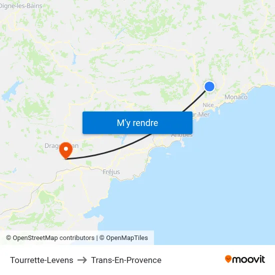 Tourrette-Levens to Trans-En-Provence map