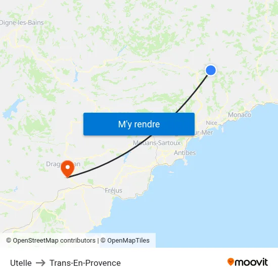 Utelle to Trans-En-Provence map