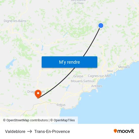 Valdeblore to Trans-En-Provence map