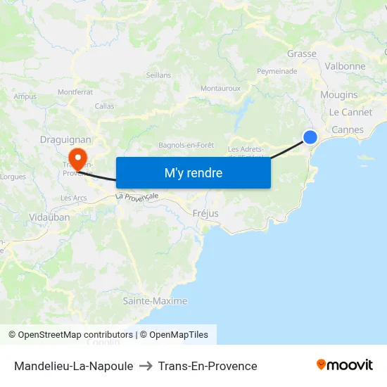 Mandelieu-La-Napoule to Trans-En-Provence map