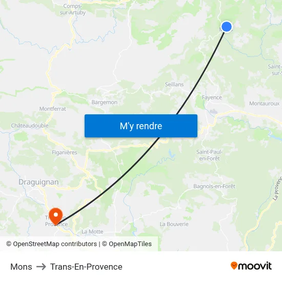 Mons to Trans-En-Provence map