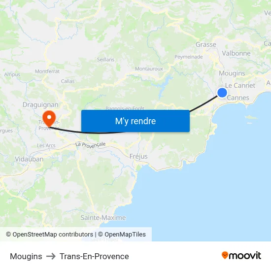 Mougins to Trans-En-Provence map