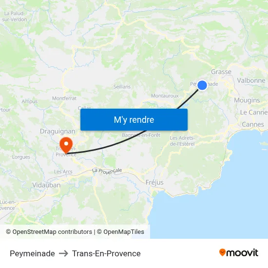 Peymeinade to Trans-En-Provence map