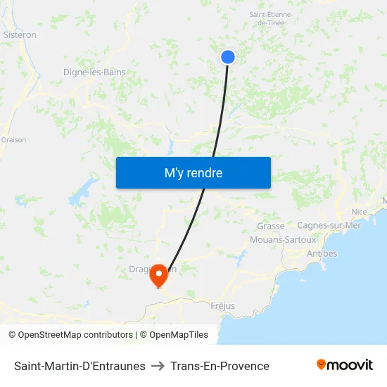 Saint-Martin-D'Entraunes to Trans-En-Provence map