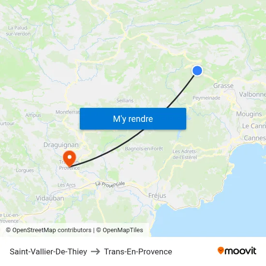 Saint-Vallier-De-Thiey to Trans-En-Provence map
