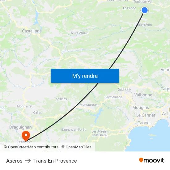 Ascros to Trans-En-Provence map