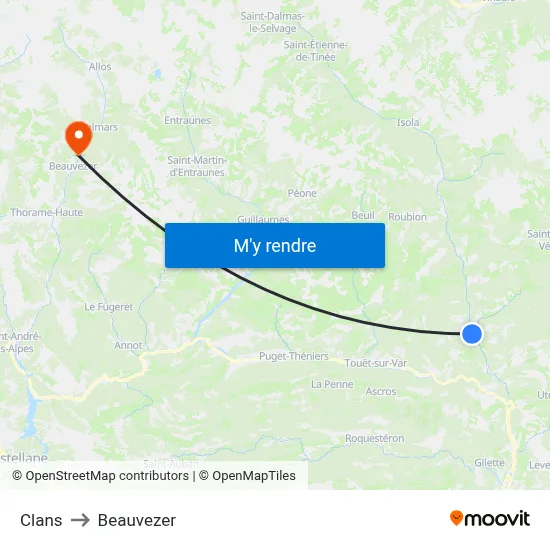 Clans to Beauvezer map