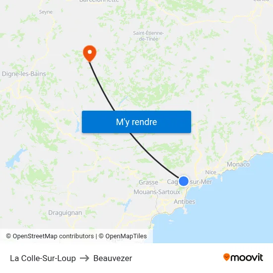 La Colle-Sur-Loup to Beauvezer map